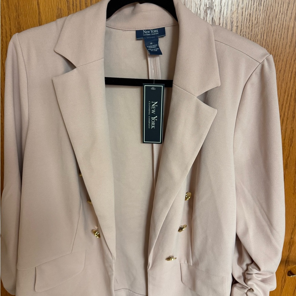 New York & Company Double-Breasted Blazer in Blush